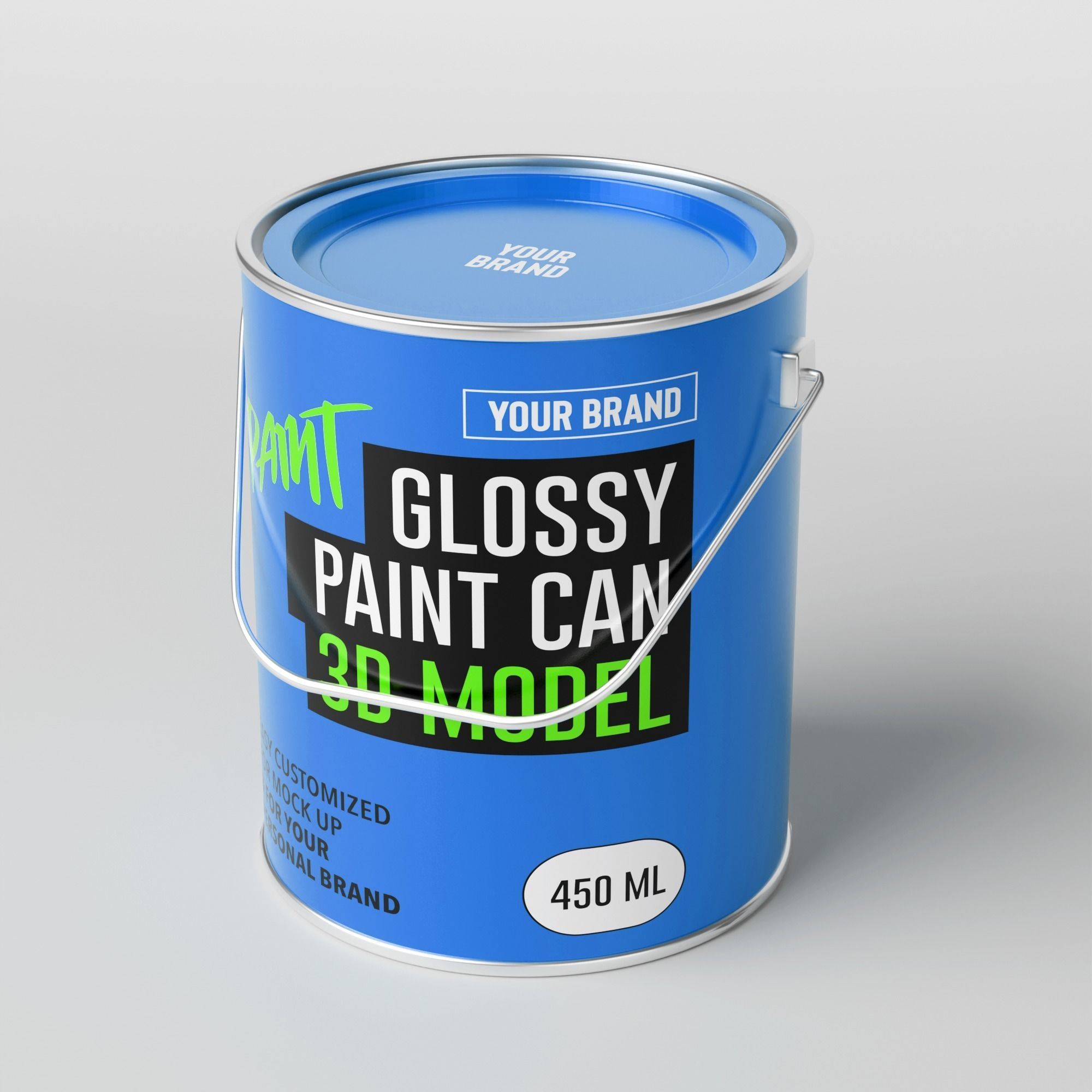 Paint Can Bucket 3D Model Mock-up and your Brand 3D model_1
