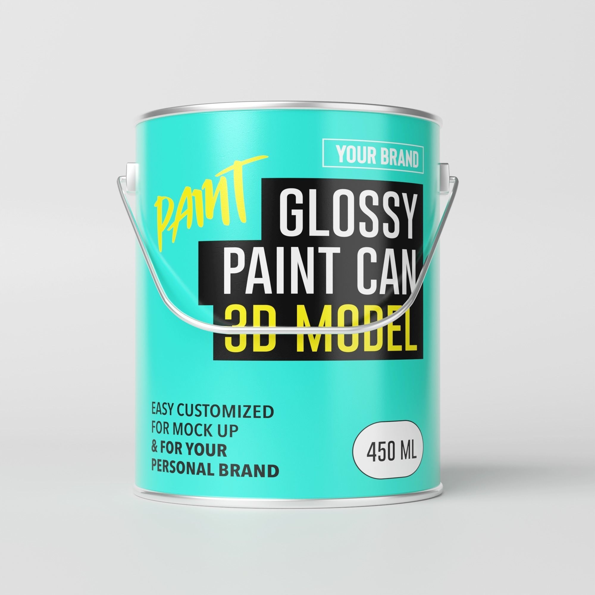 Paint Can Bucket 3D Model Mock-up and your Brand 3D model_9