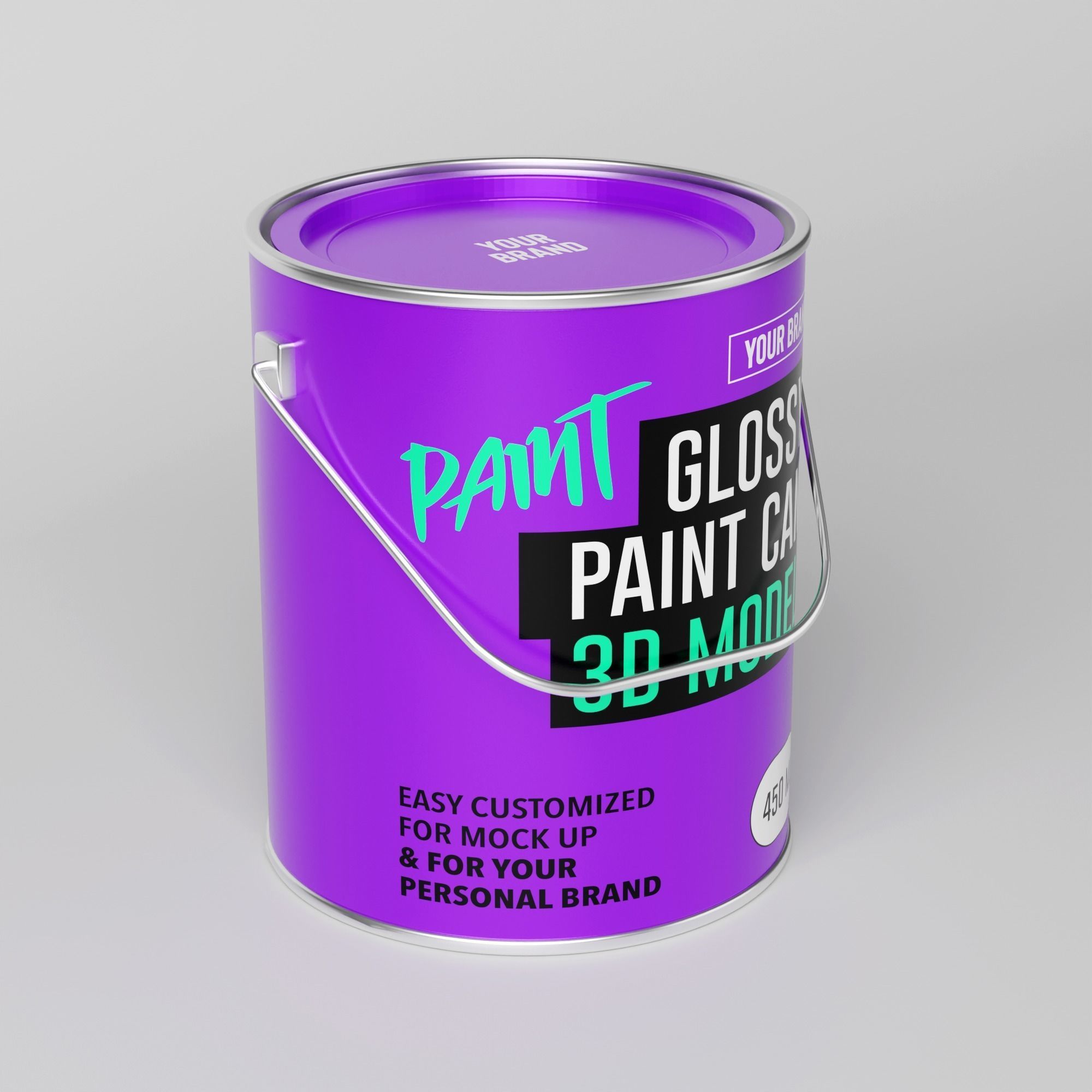 Paint Can Bucket 3D Model Mock-up and your Brand 3D model_4