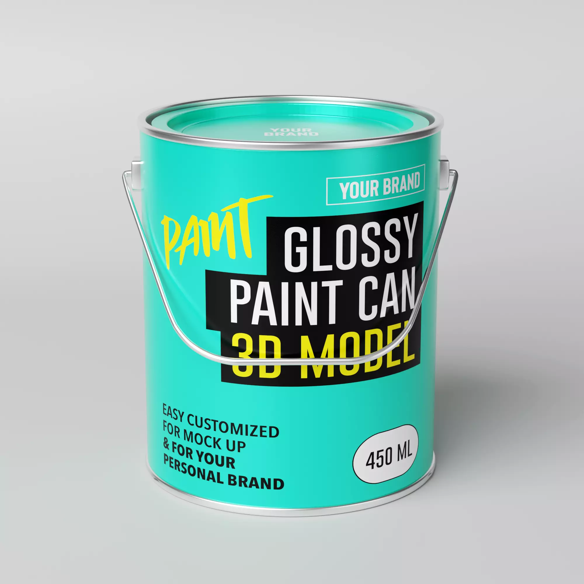 Paint Can Bucket 3D Model Mock-up and your Brand 3D model_0