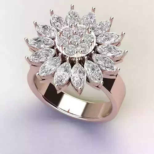 Marquise Cocktail Ring with a Rose Gold Touch 3d model