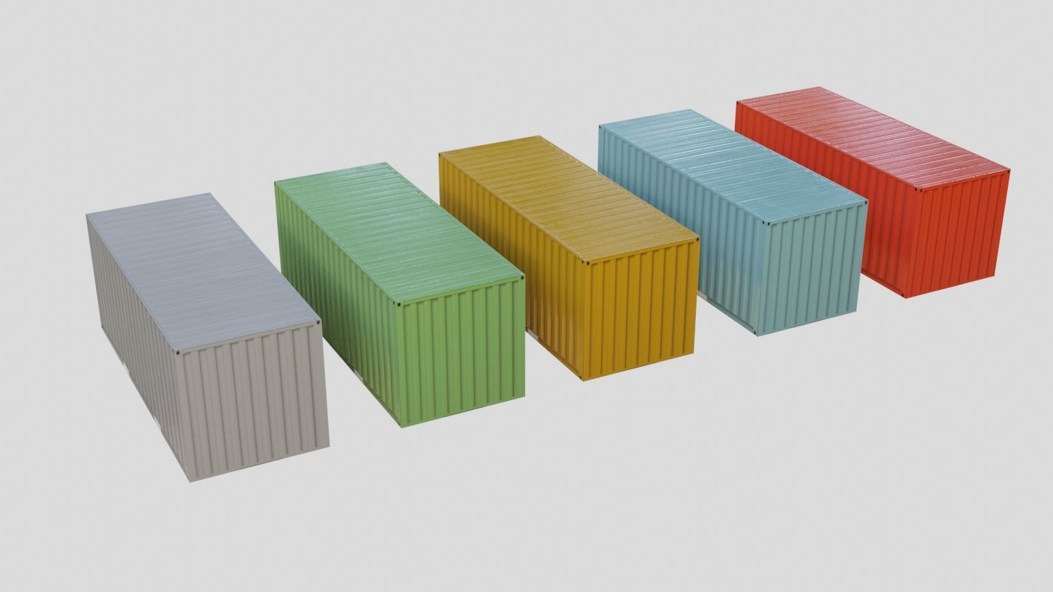 Containers Ultra Low Poly Low-poly 3D model_2