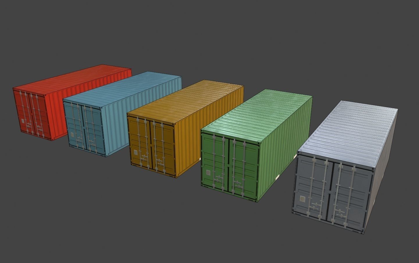 Containers Ultra Low Poly Low-poly 3D model_4
