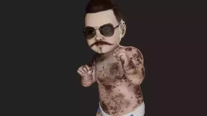 Whimsical Toddler A 3D Marvel of Innocence and Playfulness