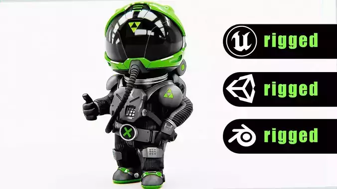 TOON ASTRONAUT S-680 Rigged for Unreal Engine - Unity - MIXAMO 3D model