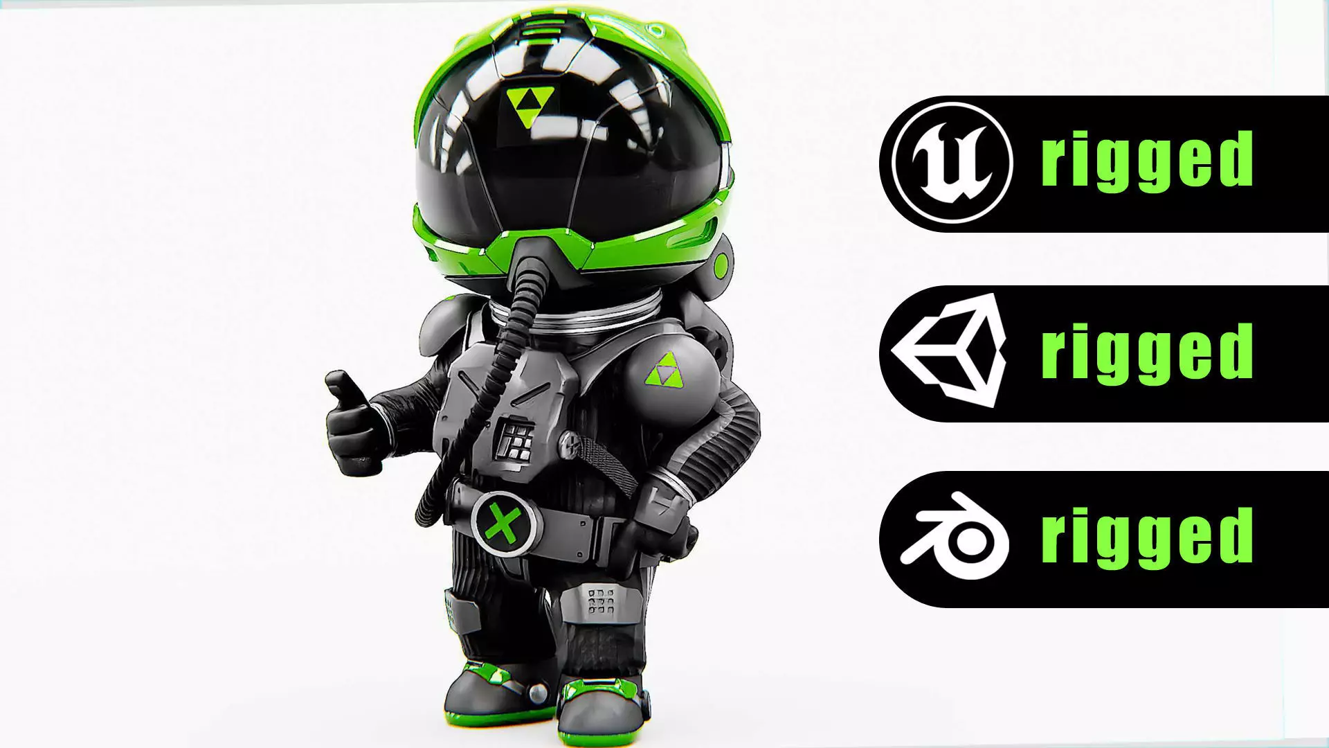 TOON ASTRONAUT S-680 Rigged for Unreal Engine - Unity - MIXAMO 3D model_0