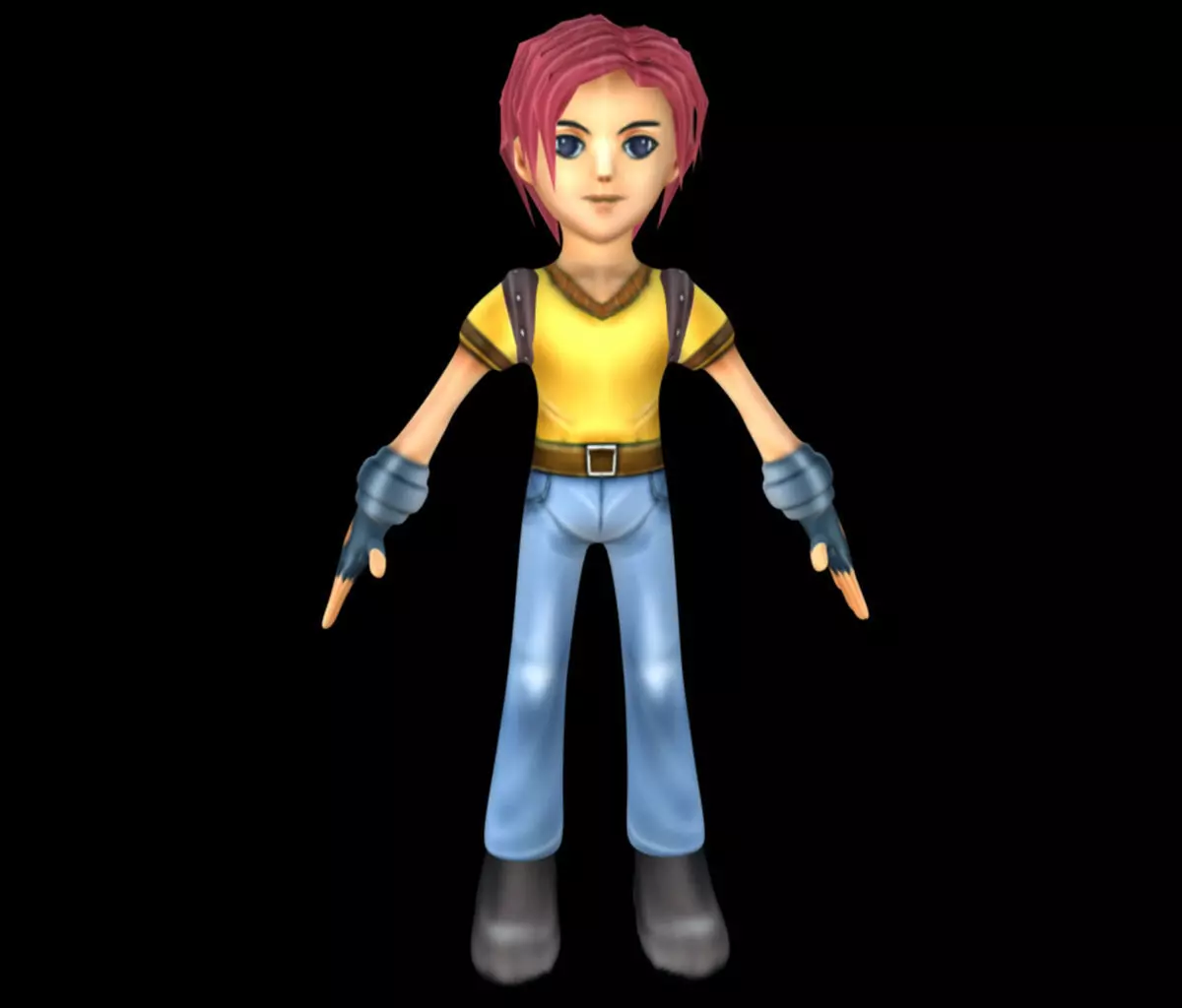 boy cartoon character Low-poly 3D model_0