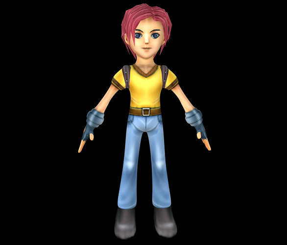 boy cartoon character Low-poly 3D model