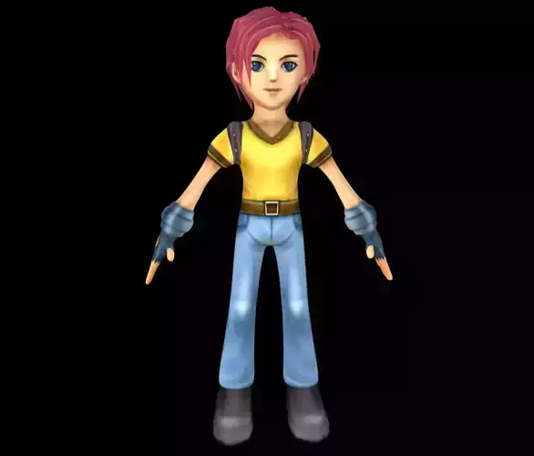 boy cartoon character Low-poly 3D model