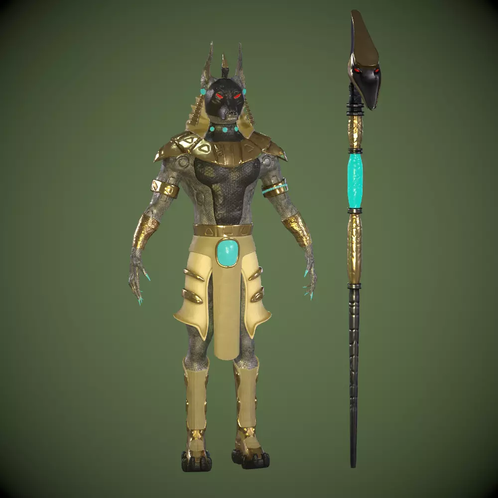 Cyber Anubis from Egypt  Low-poly 3D model_0