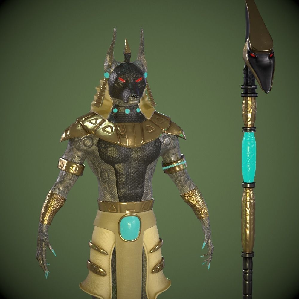 Cyber Anubis from Egypt  Low-poly 3D model_2