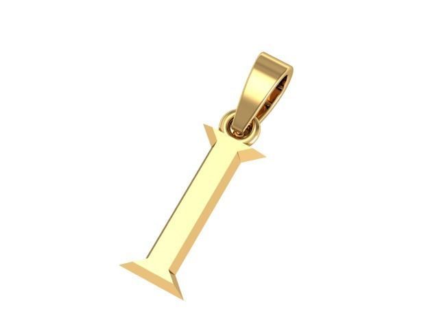 I letter pendant 3D print model_2