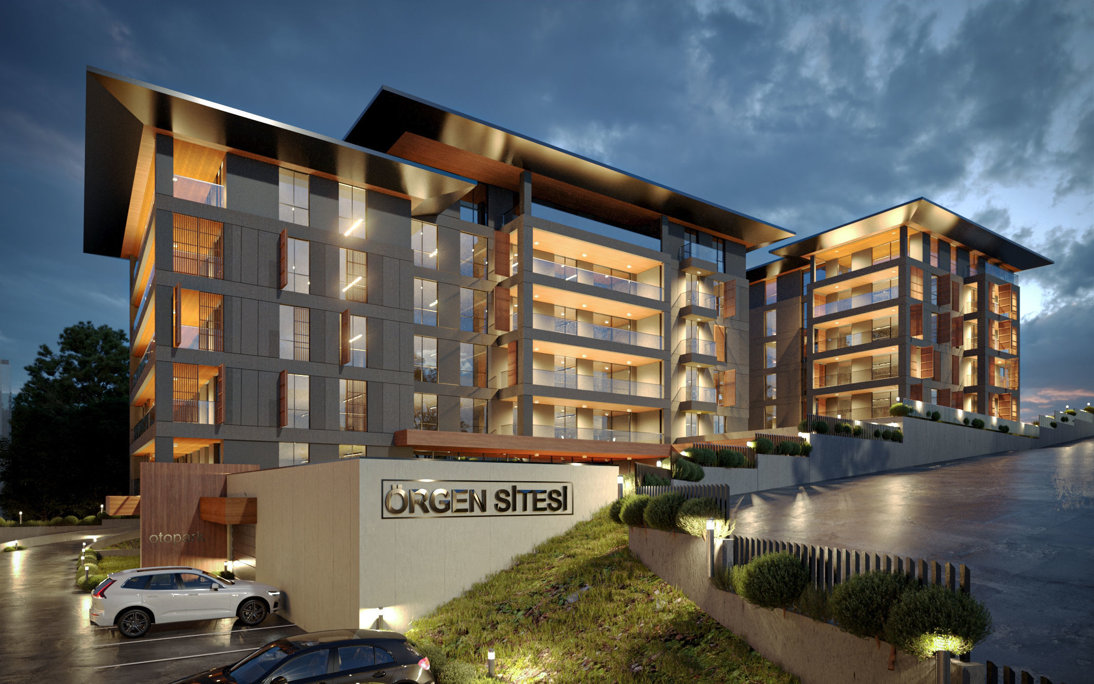 Modern Site Residential Complex Low-poly 3D model_2