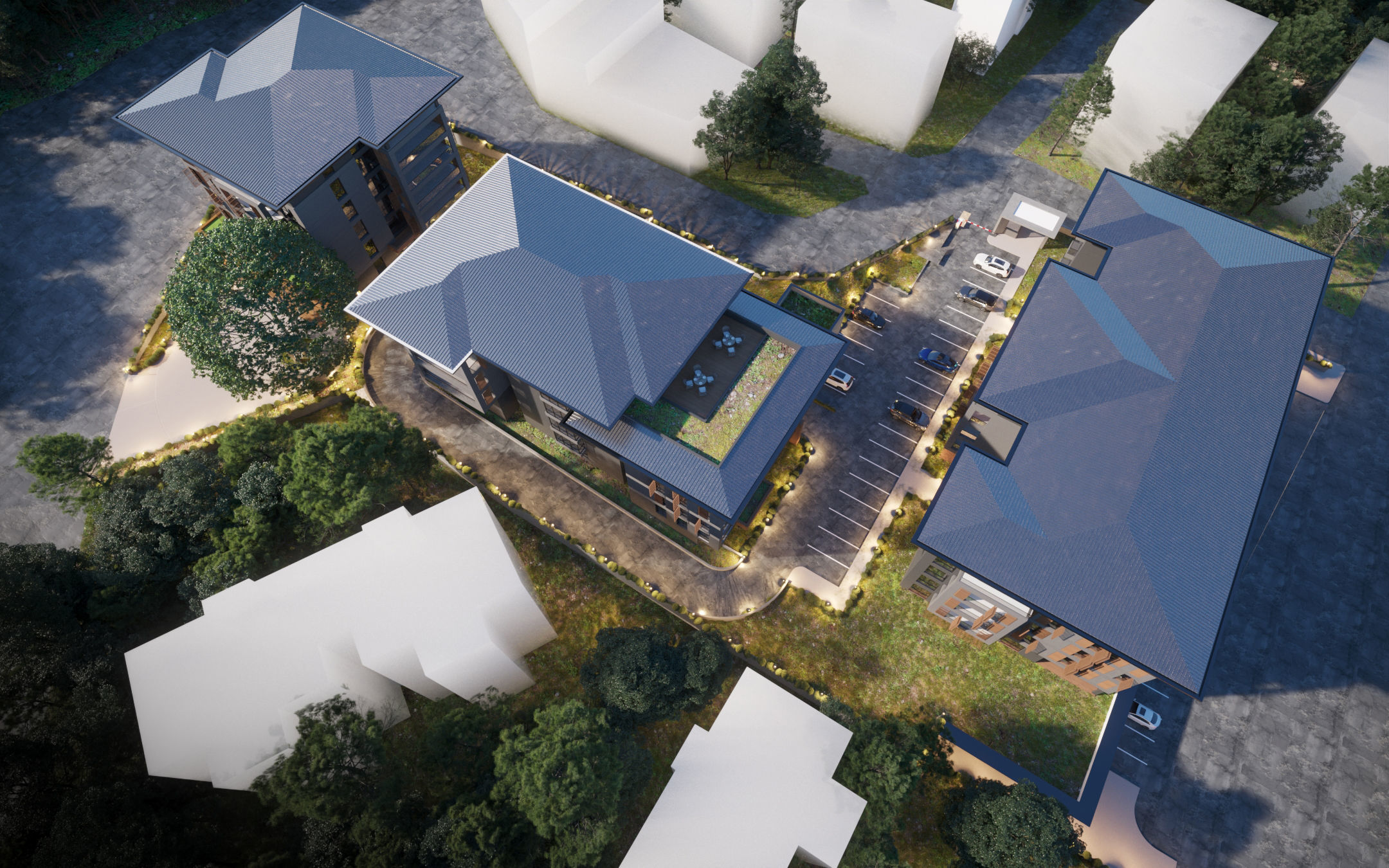 Modern Site Residential Complex Low-poly 3D model_7