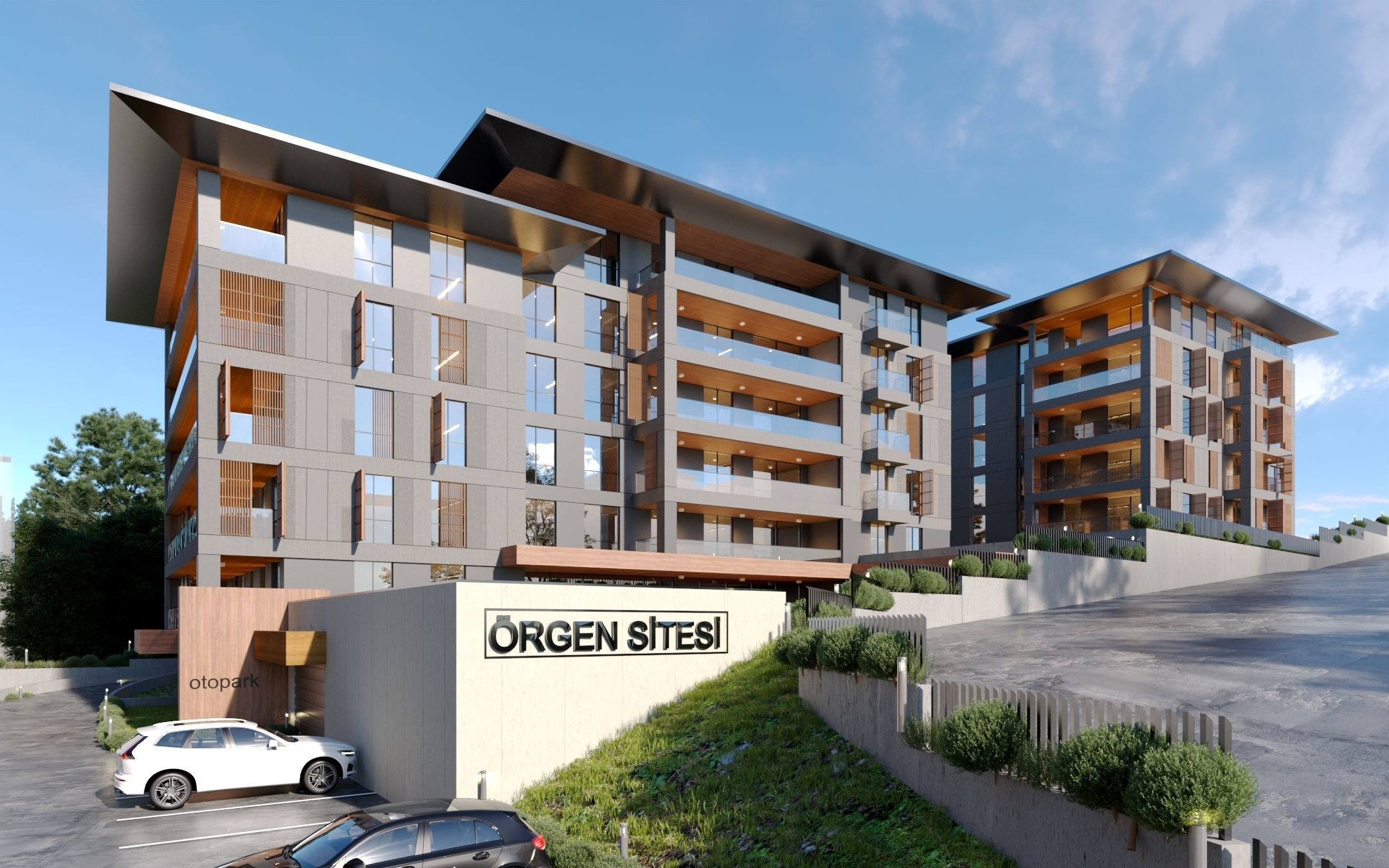 Modern Site Residential Complex Low-poly 3D model_1