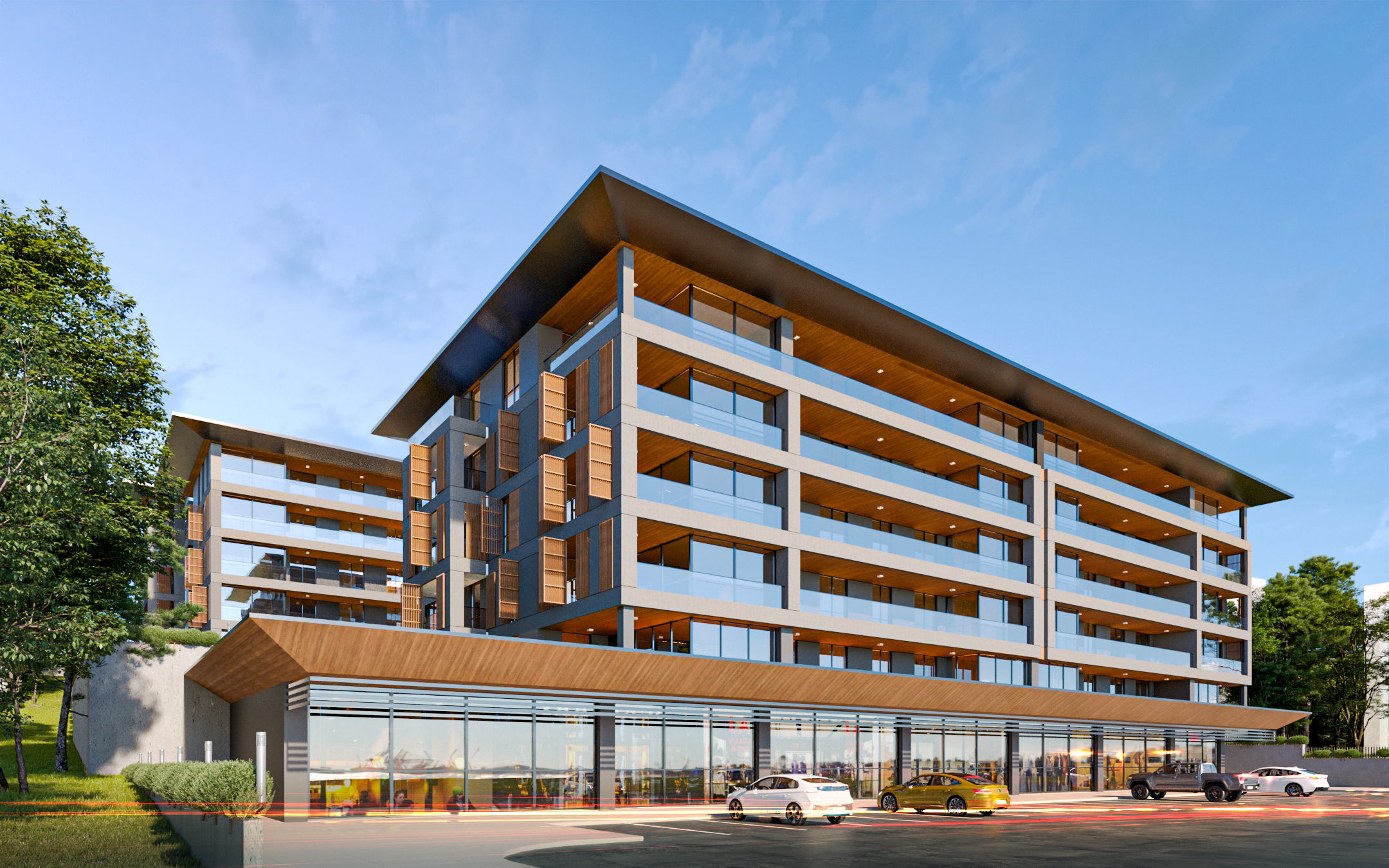 Modern Site Residential Complex Low-poly 3D model_3