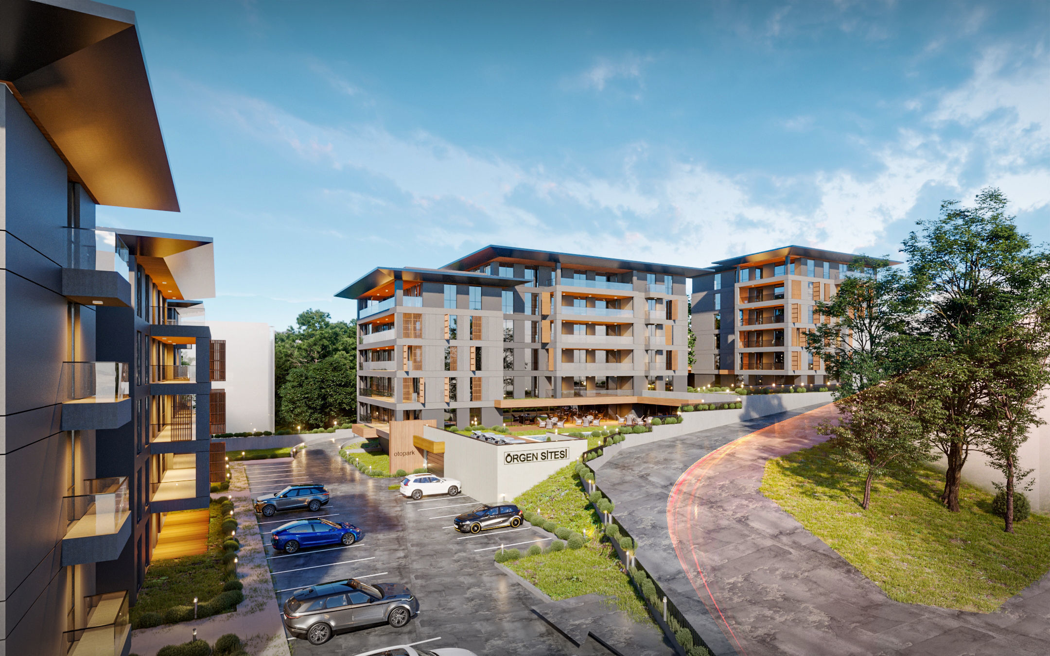 Modern Site Residential Complex Low-poly 3D model_5