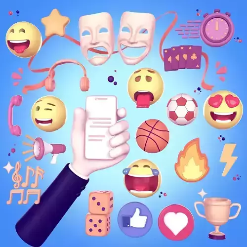 Cartoon Icons Pack - Hand - Smartphone - Smiley Emoji - Game Low-poly 3D model