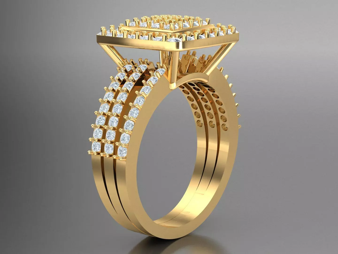 White Natural Diamond Fashion Ring In 10k Yellow Gold 1WR99 3D print model