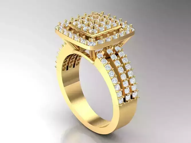 White Natural Diamond Fashion Ring In 10k Yellow Gold 1WR98 3D print model