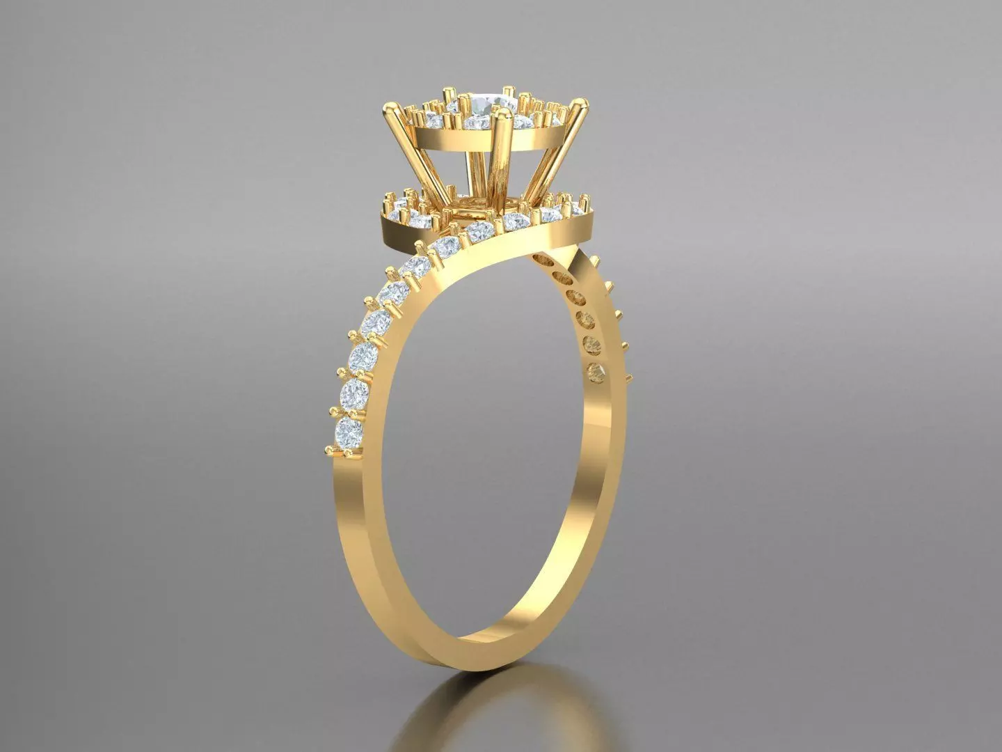 White Natural Diamond Fashion Ring In 10k Yellow Gold 1WR97 3D print model