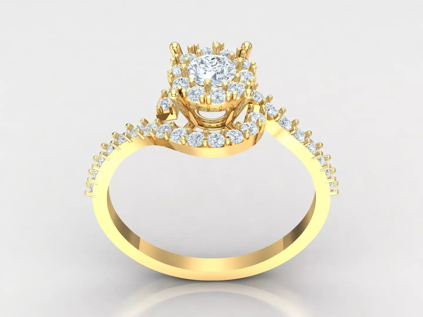 White Natural Diamond Fashion Ring In 10k Yellow Gold WR96 3D print model