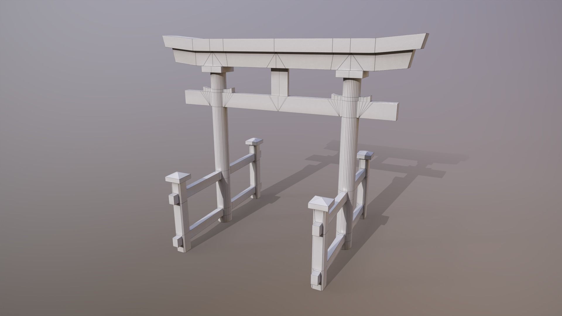 Japanese Gate Low-poly 3D model_8