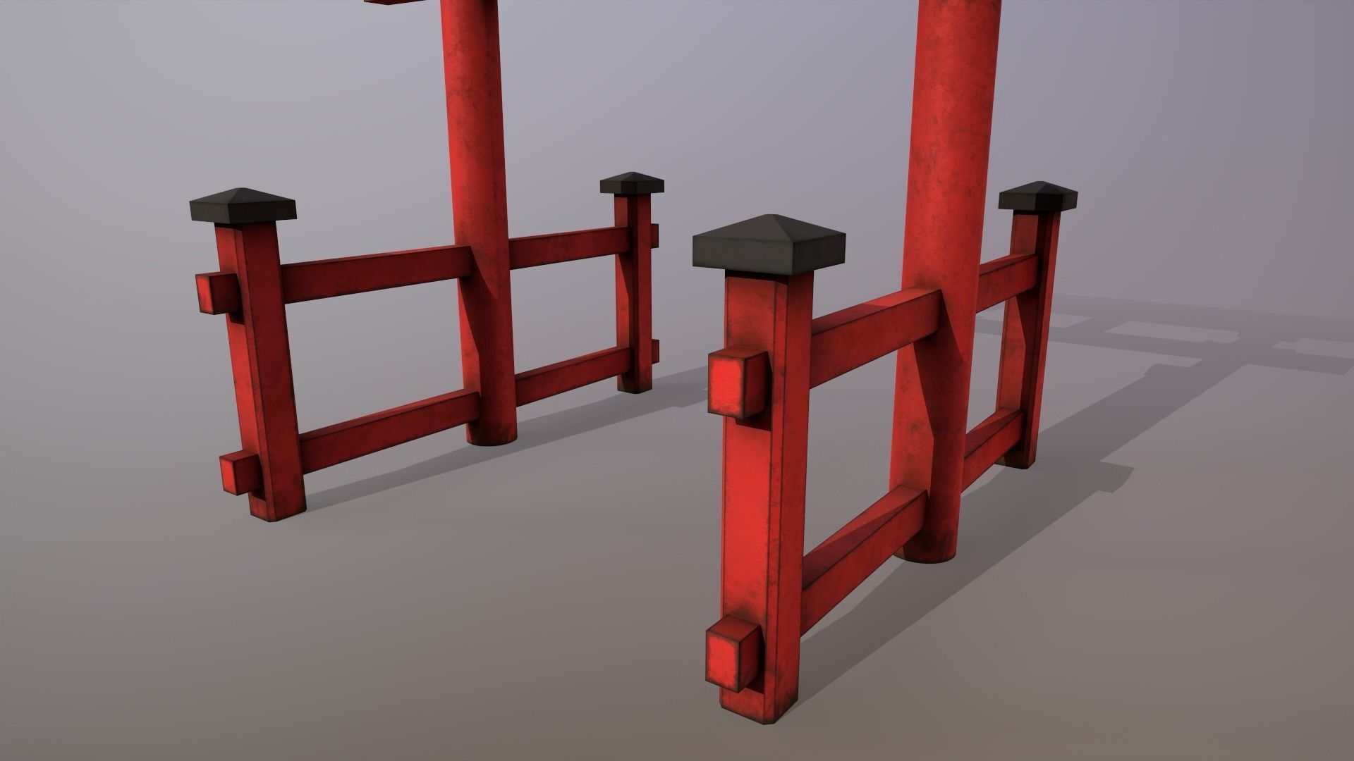 Japanese Gate Low-poly 3D model_6