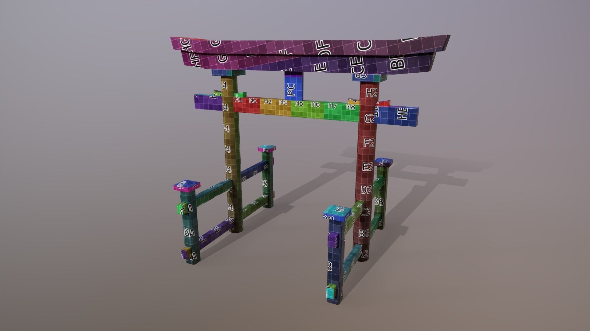 Japanese Gate Low-poly 3D model_7