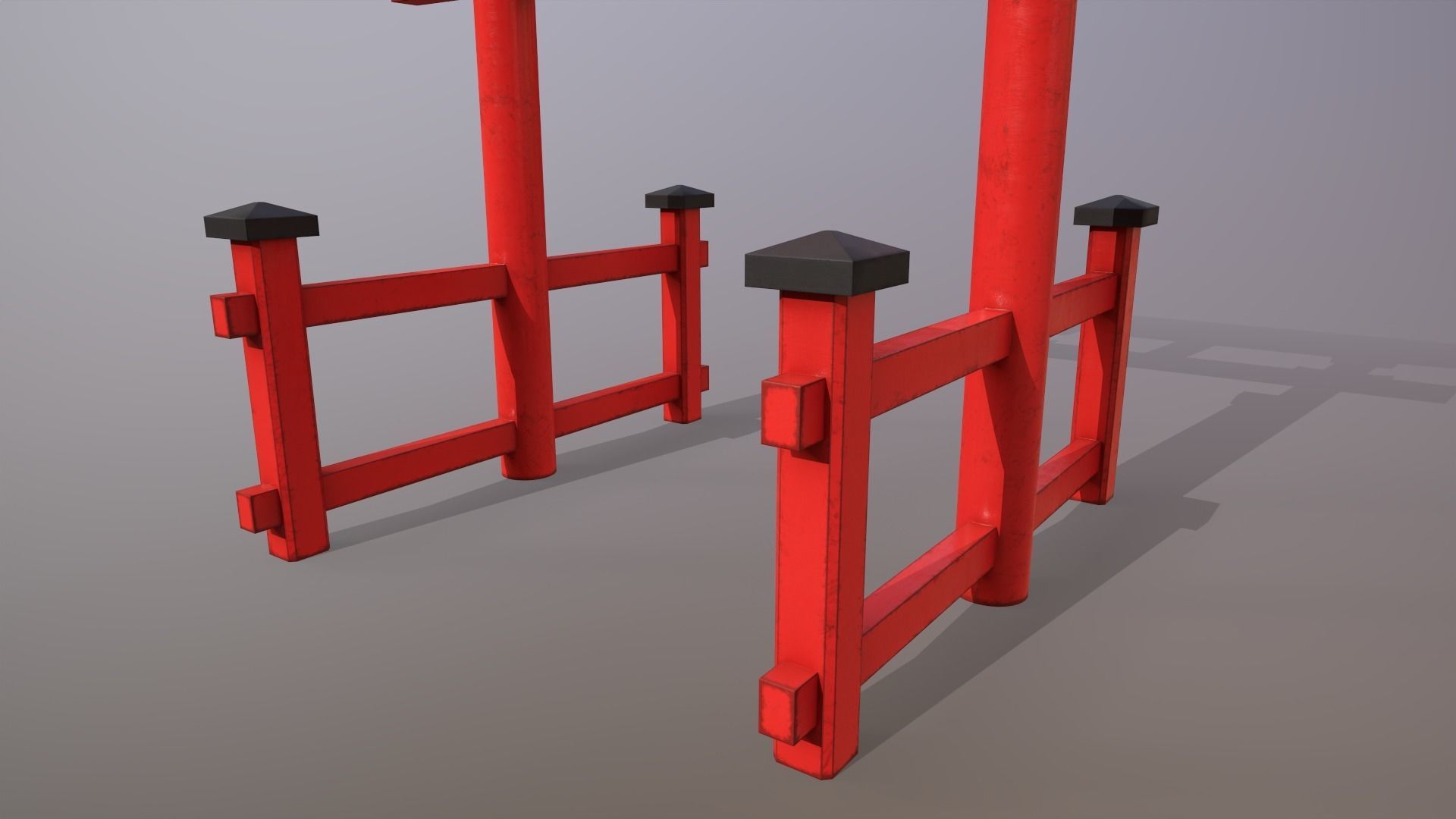 Japanese Gate Low-poly 3D model_5