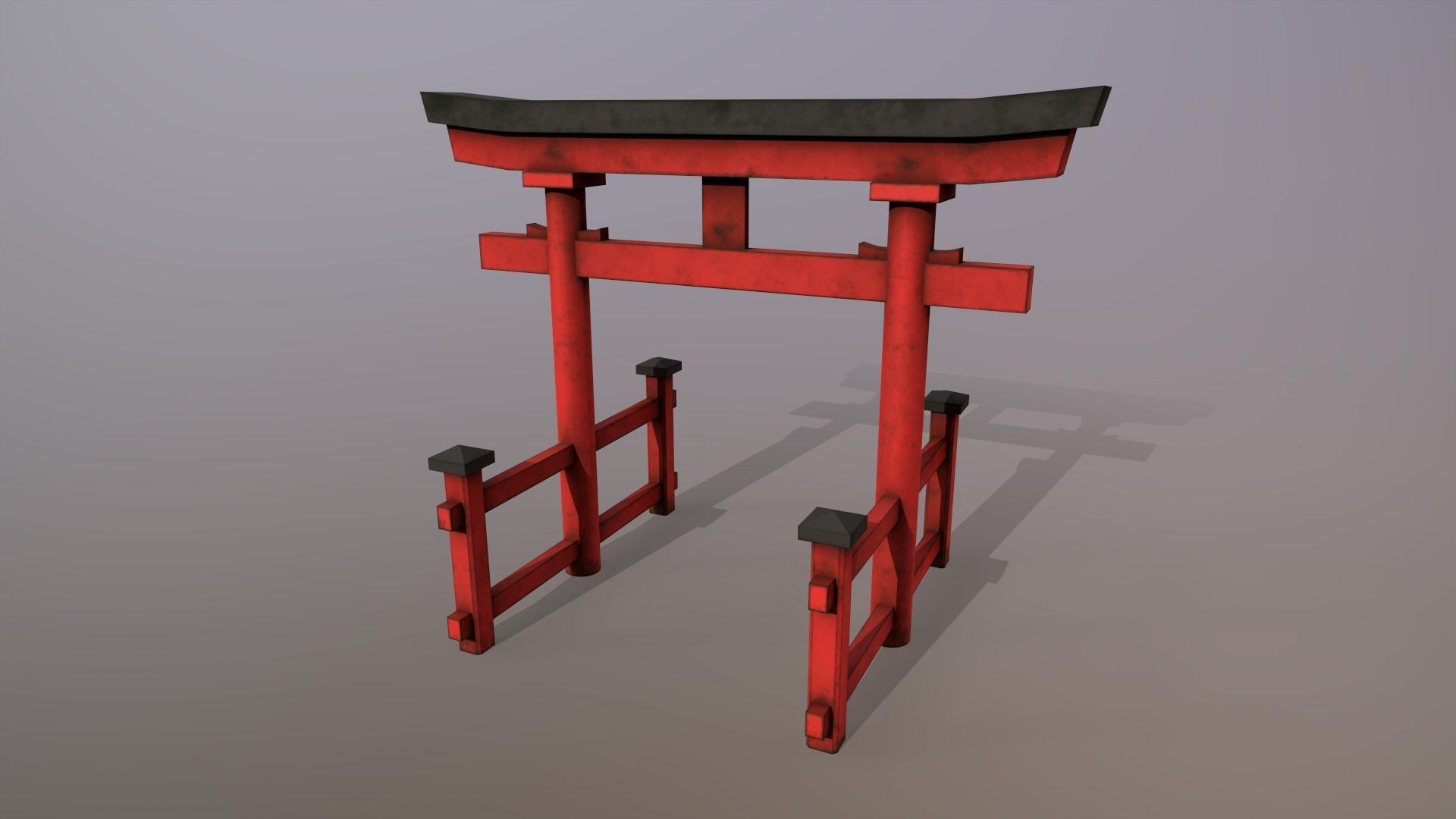 Japanese Gate Low-poly 3D model_2