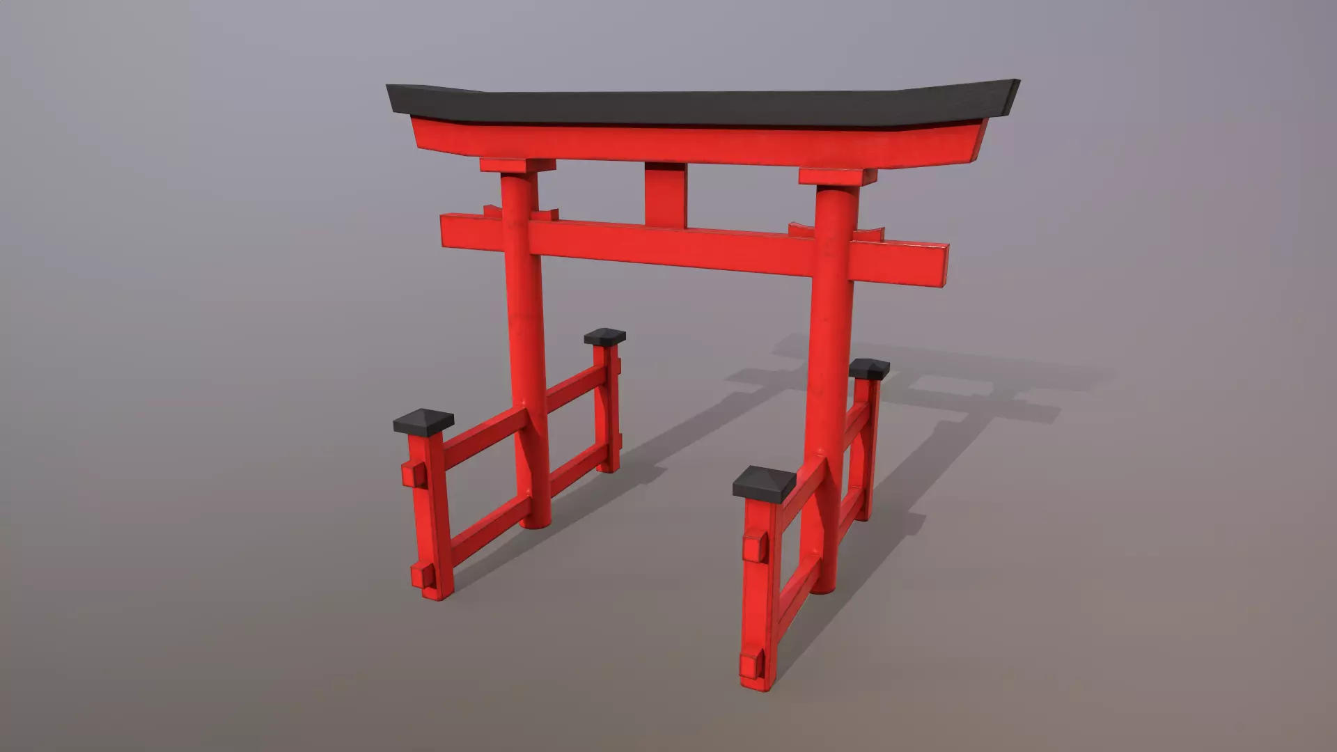 Japanese Gate Low-poly 3D model_0
