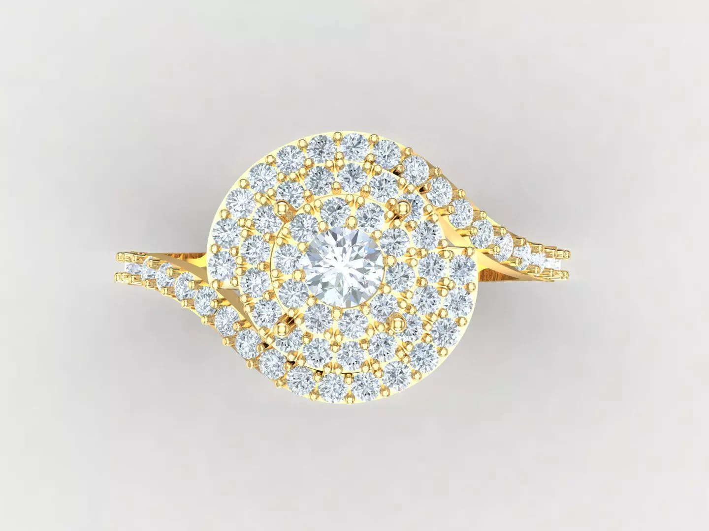 White Natural Diamond Fashion Ring In 10k Yellow Gold 1WR95 3D print model