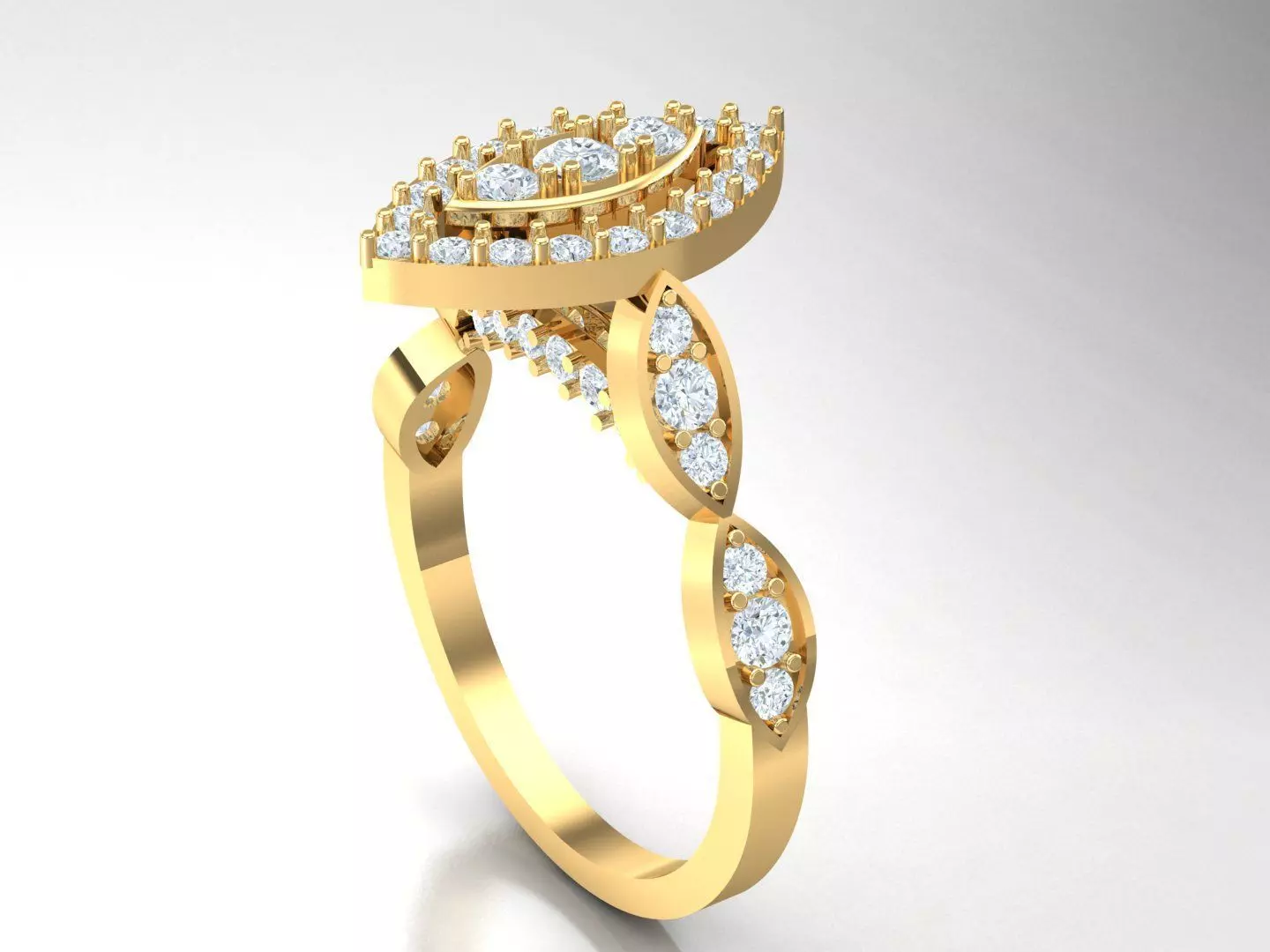 White Natural Diamond Fashion Ring In 10k Yellow Gold 1WR93 3D print model