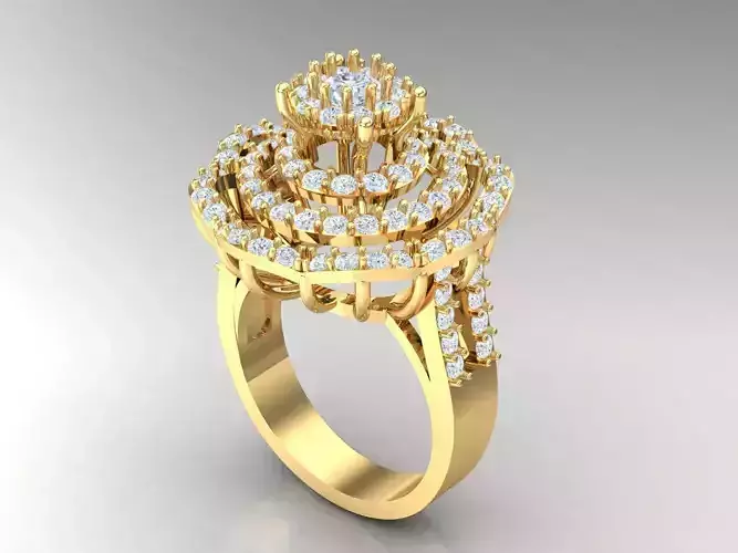 White Natural Diamond Fashion Ring In 10k Yellow Gold 1WR91 3D print model