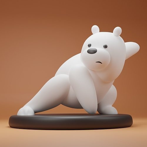 Polar bear superheroe pose 3D print model