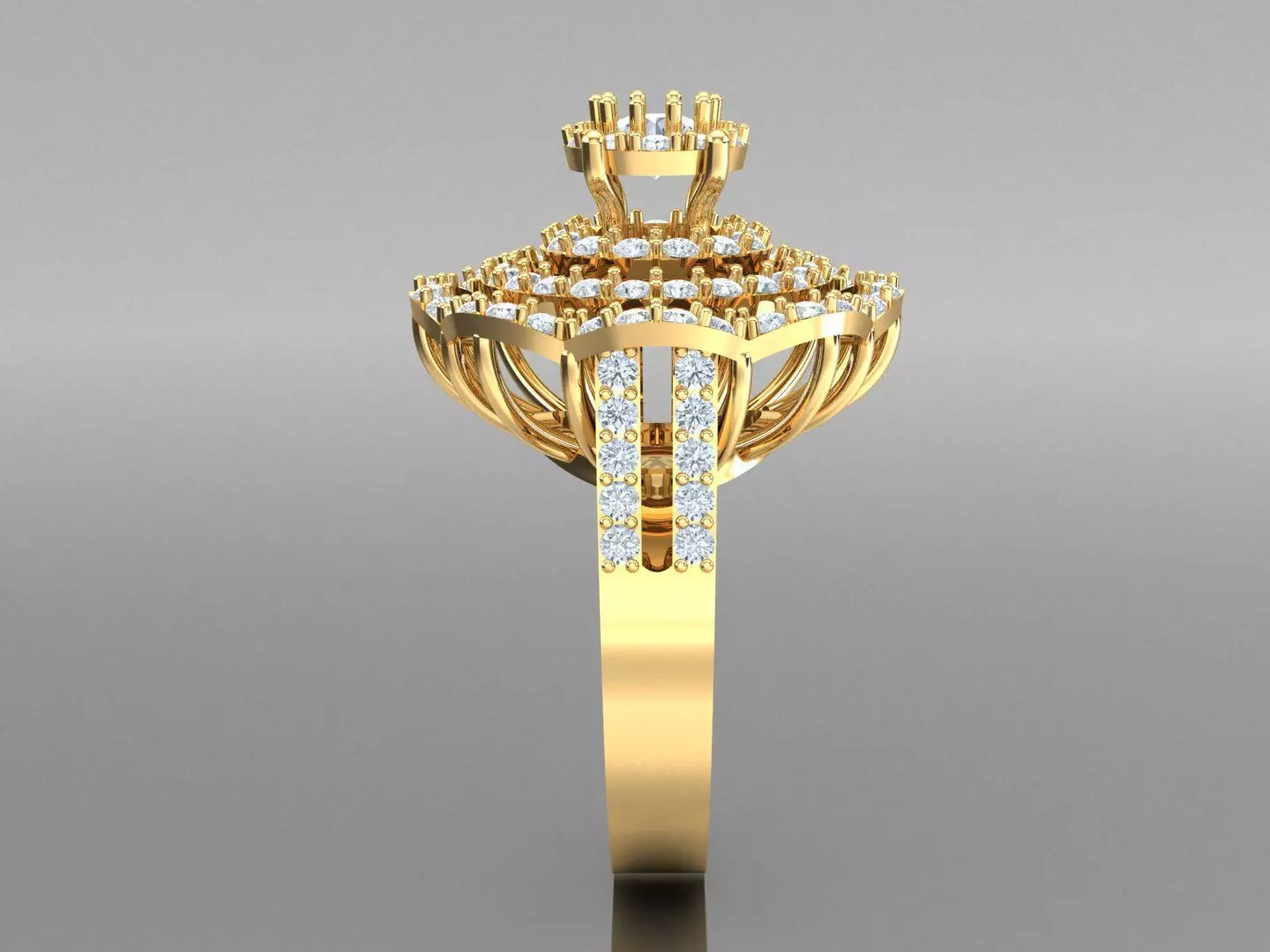 White Natural Diamond Fashion Ring In 10k Yellow Gold 1WR90 3D print model