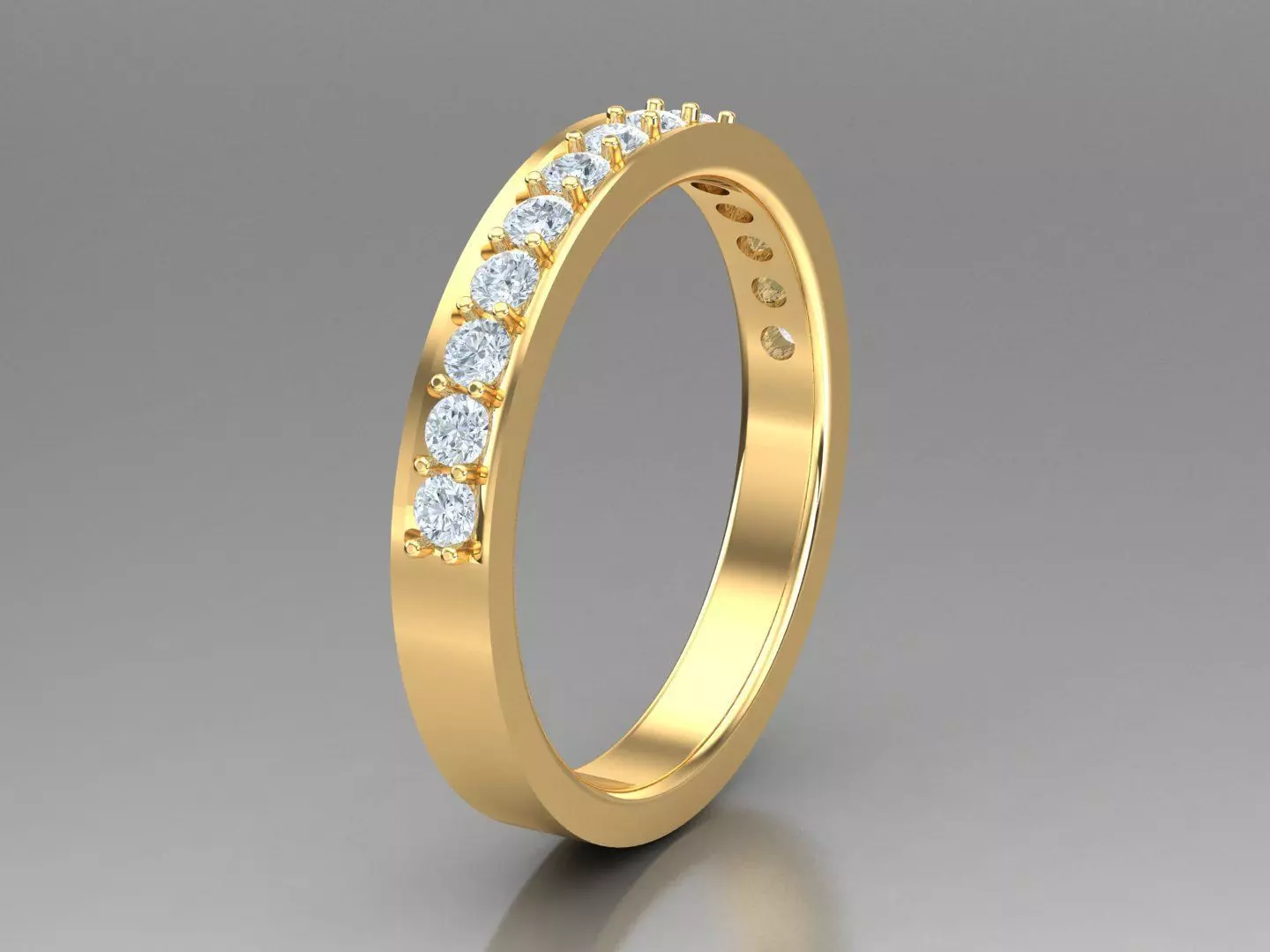 White Natural Diamond Fashion Ring In 10k Yellow Gold 1WR101 3D print model