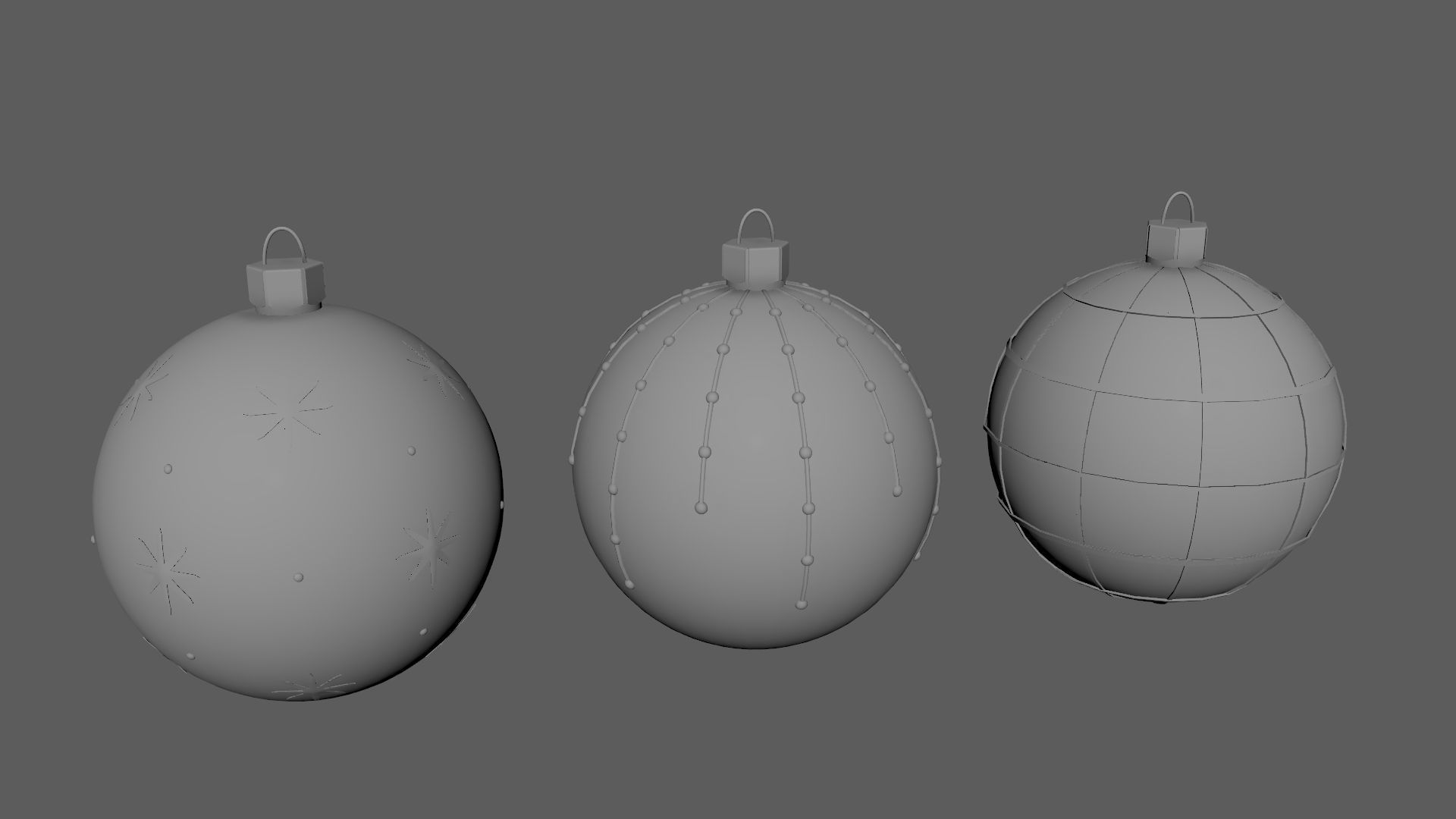 Christmas Tree Ornament Set4 - Turquoise Green Low-poly 3D model_5