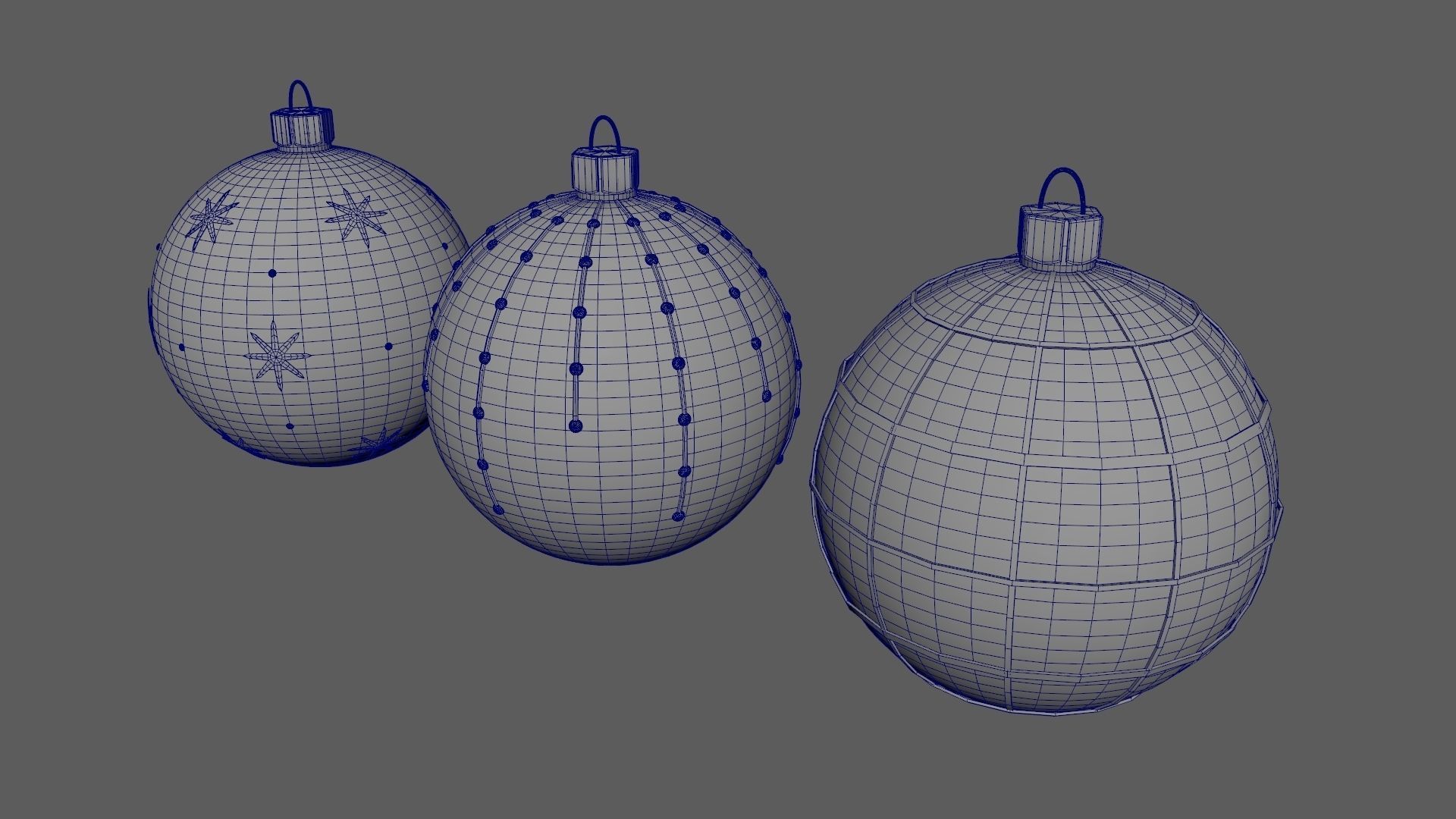 Christmas Tree Ornament Set4 - Turquoise Green Low-poly 3D model_18