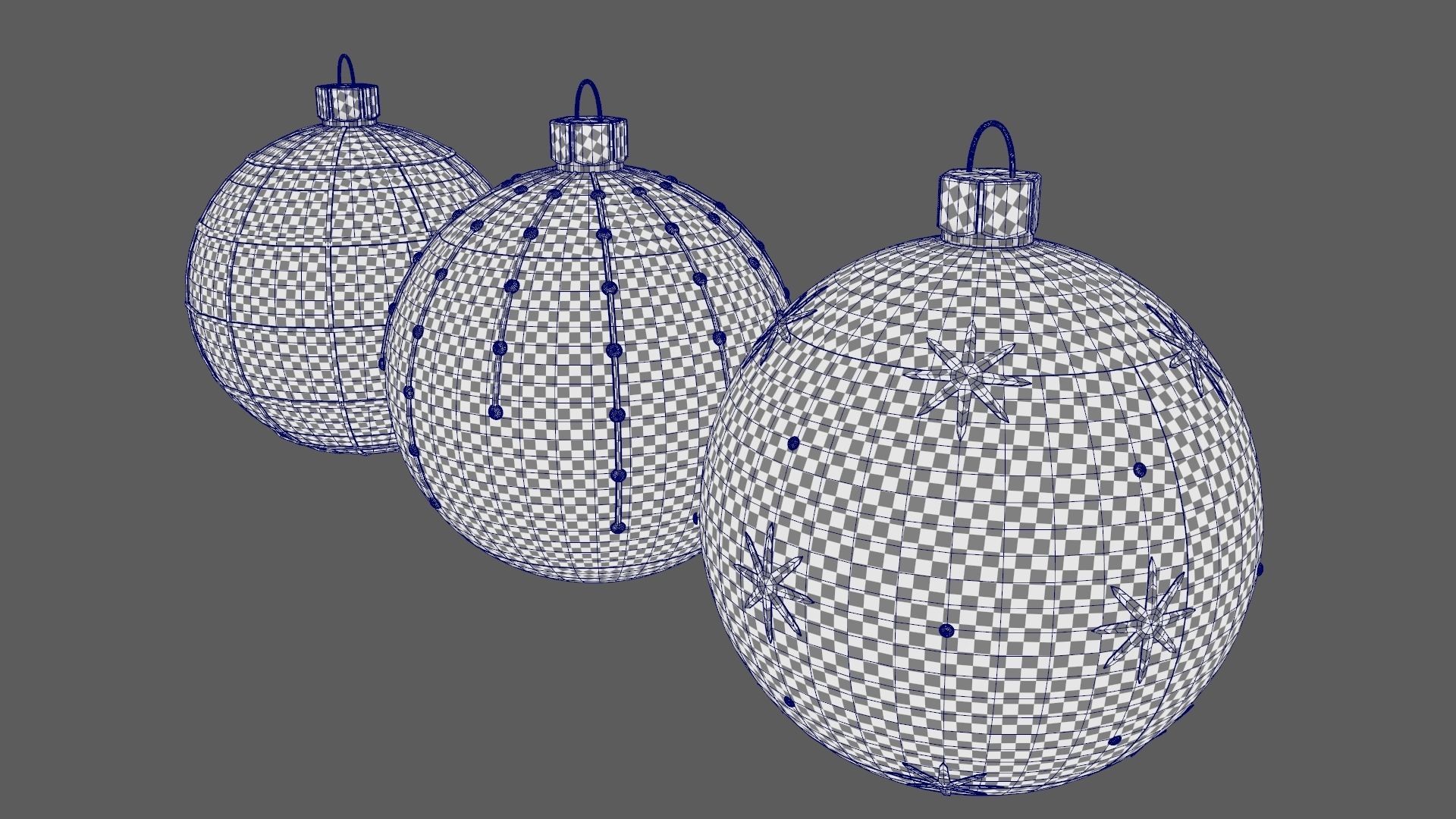 Christmas Tree Ornament Set4 - Turquoise Green Low-poly 3D model_12