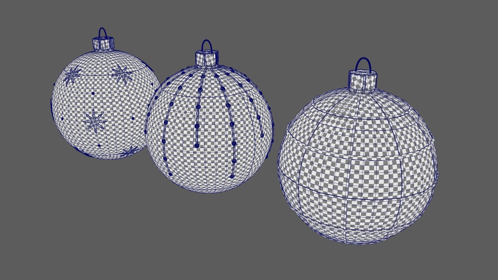 Christmas Tree Ornament Set4 - Turquoise Green Low-poly 3D model_10