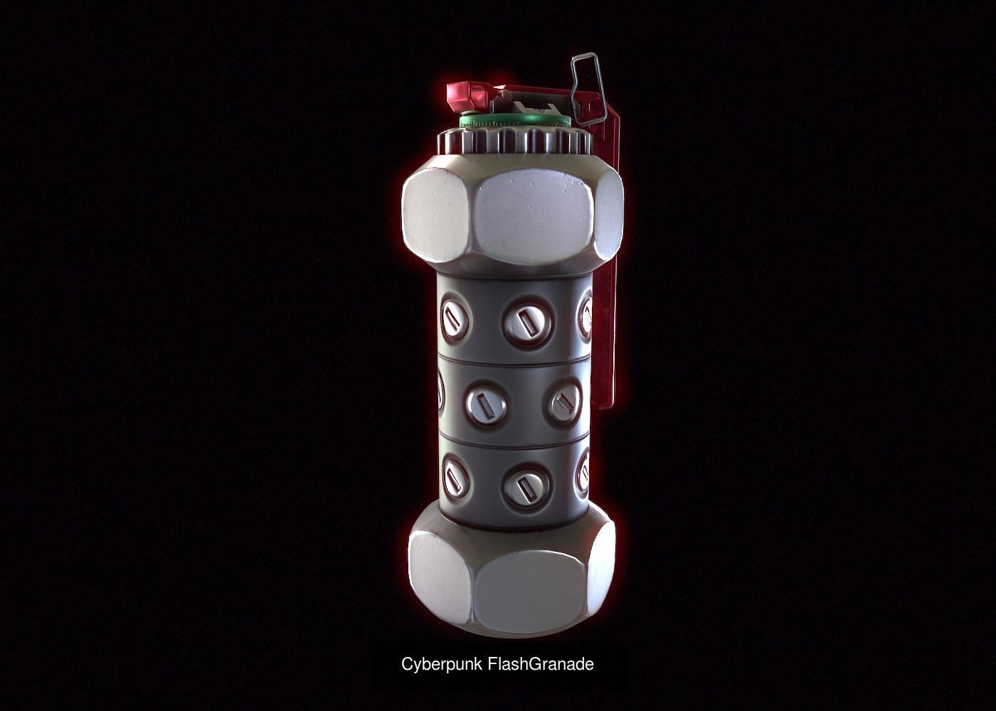 Cyberpunk granade and mine pack Red Combination 3D Model Collection_5