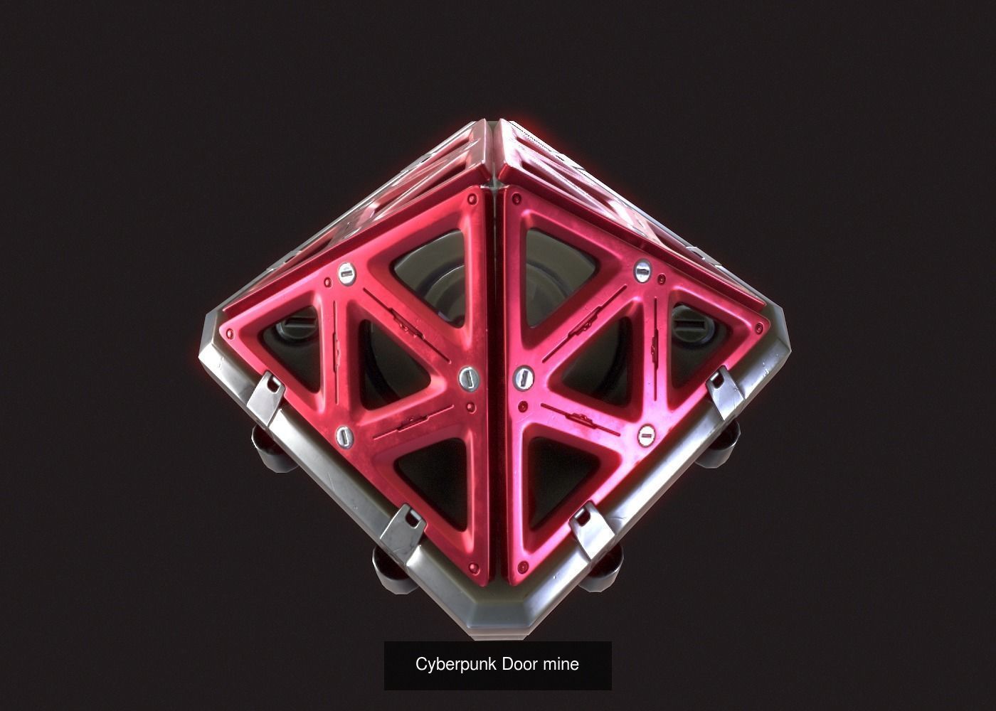 Cyberpunk granade and mine pack Red Combination 3D Model Collection_2