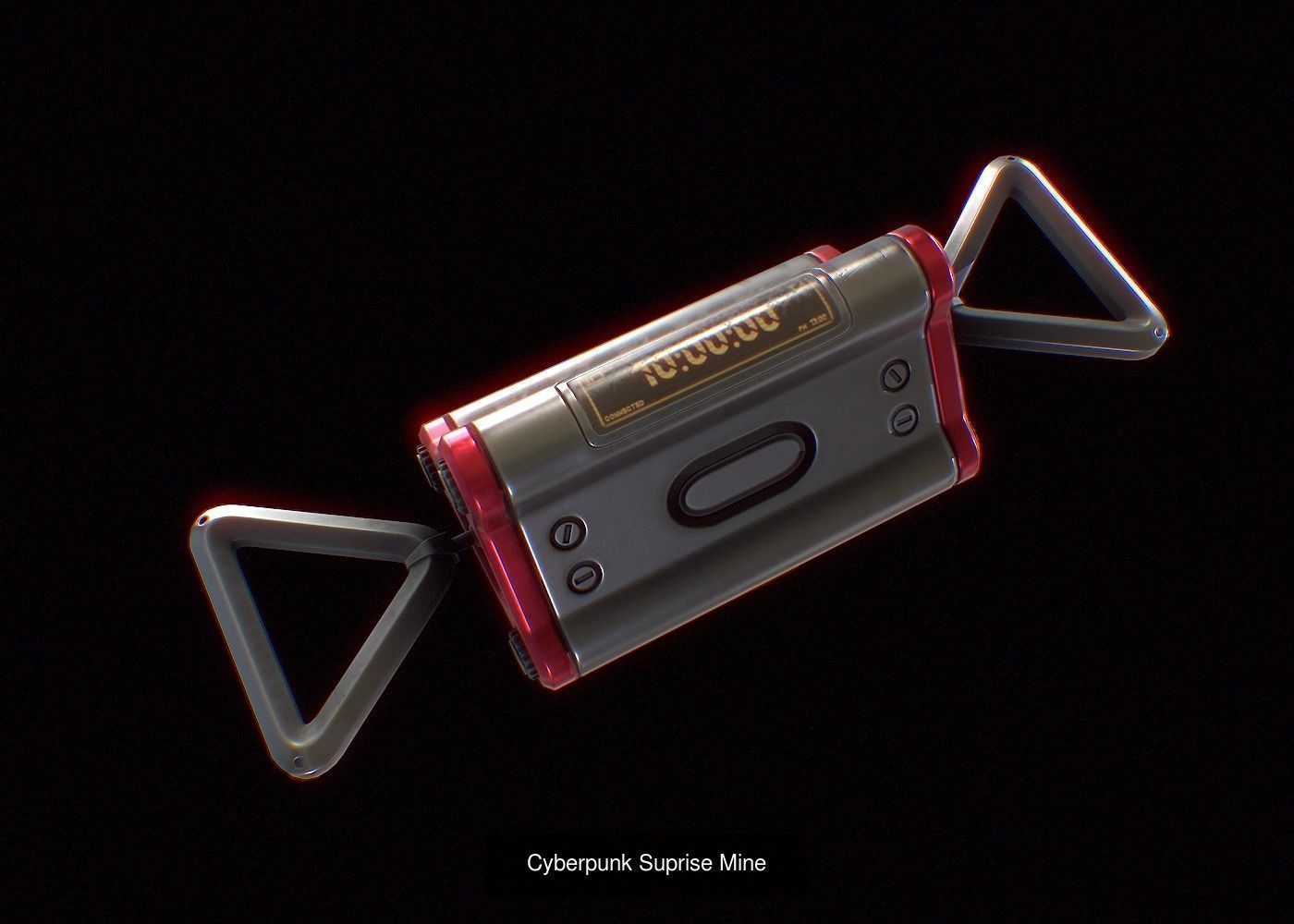 Cyberpunk granade and mine pack Red Combination 3D Model Collection_6