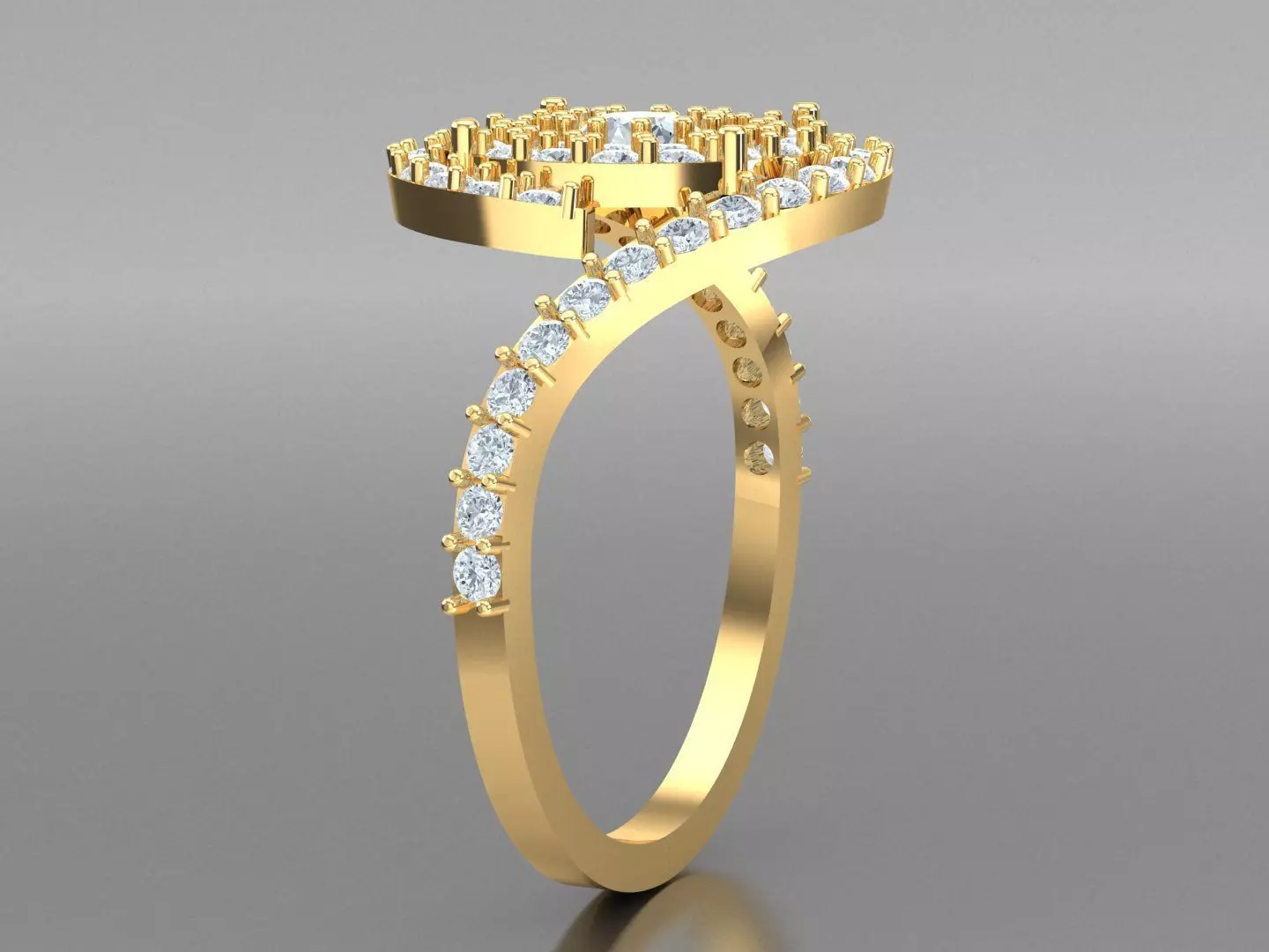 White Natural Diamond Fashion Ring In 10k Yellow Gold 1WR100 3D print model
