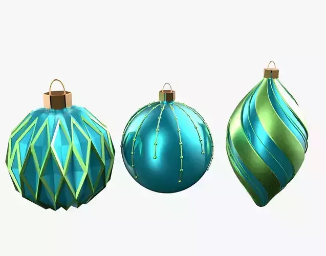 Christmas Tree Ornament Set5 - Turquoise Green 