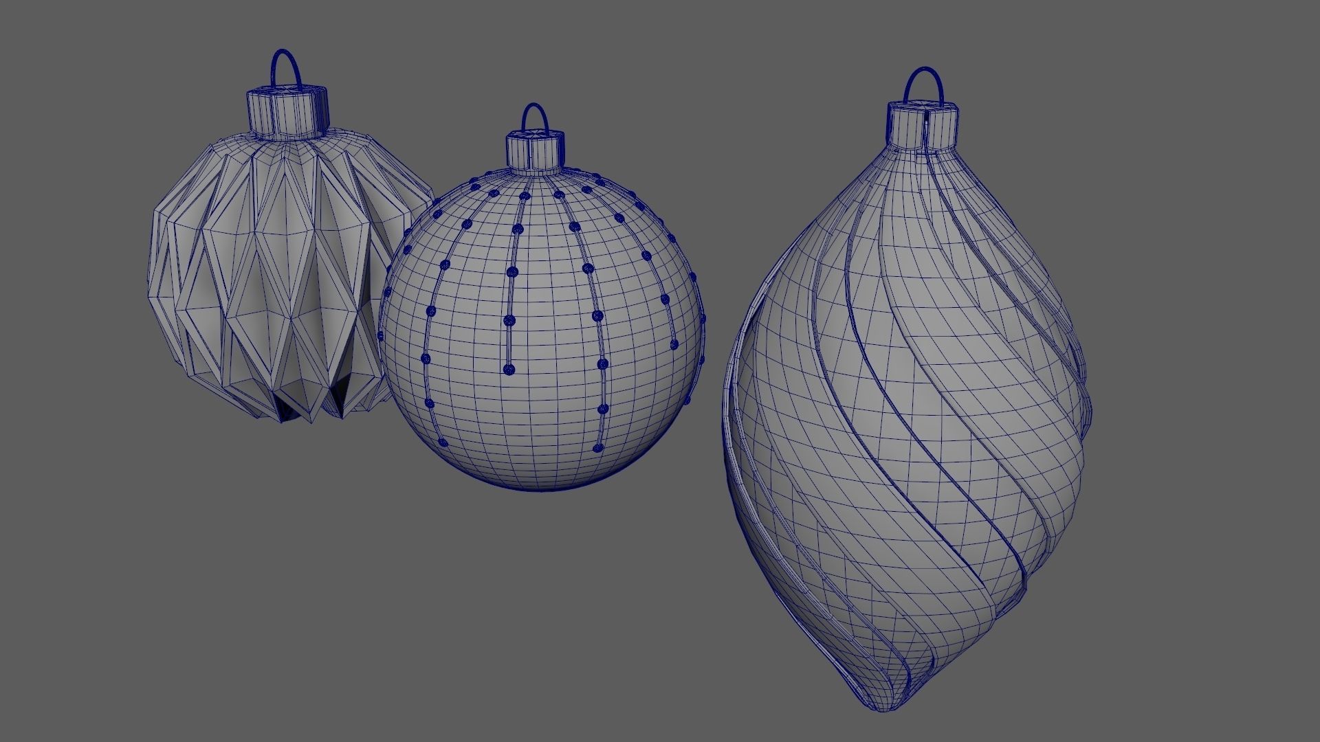 Christmas Tree Ornament Set5 - Turquoise Green Low-poly 3D model_18