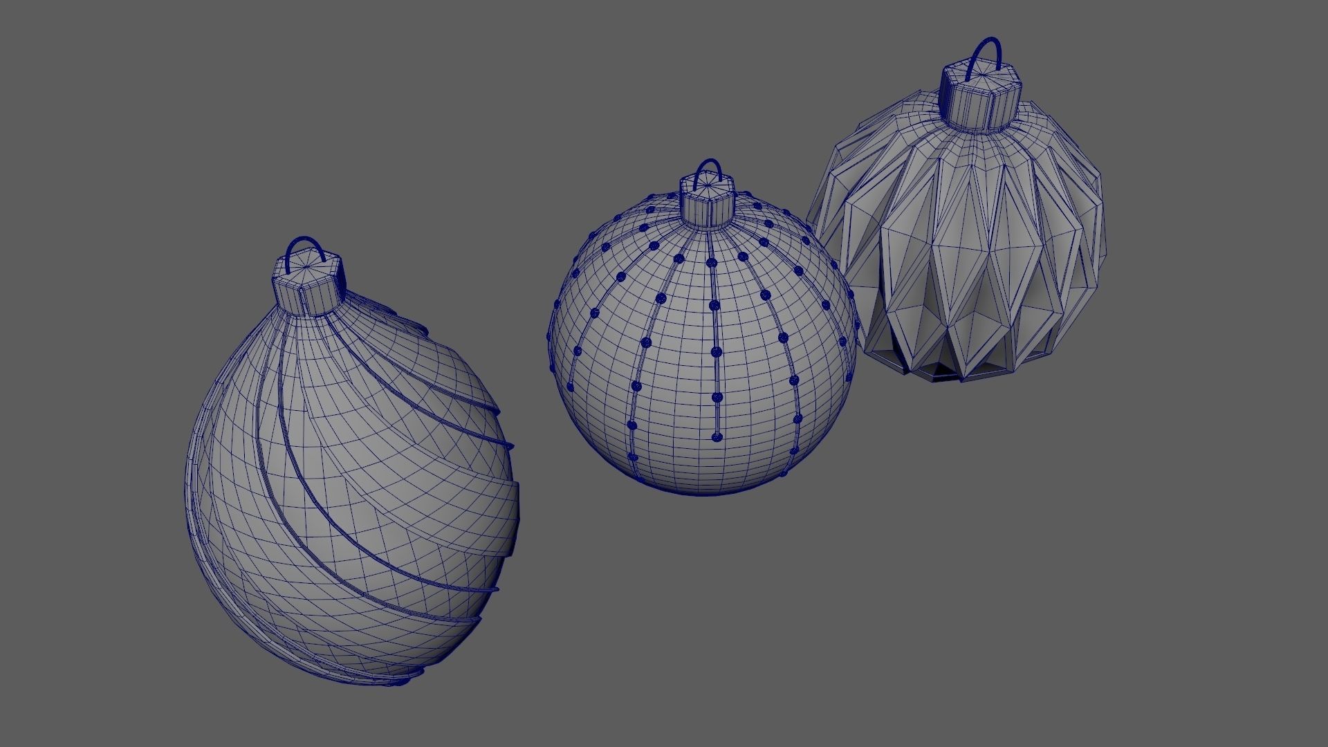 Christmas Tree Ornament Set5 - Turquoise Green Low-poly 3D model_19