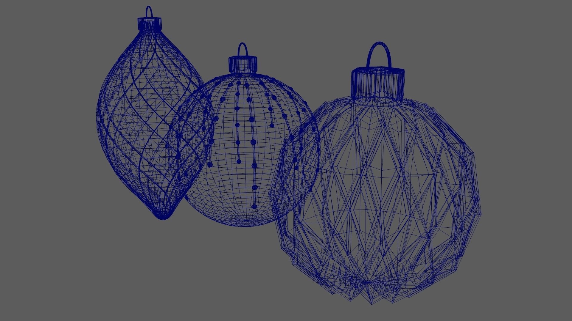 Christmas Tree Ornament Set5 - Turquoise Green Low-poly 3D model_16